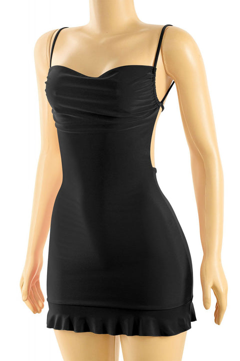 Tresser™ Strappy Cowl Neck Open Back Mini Dress