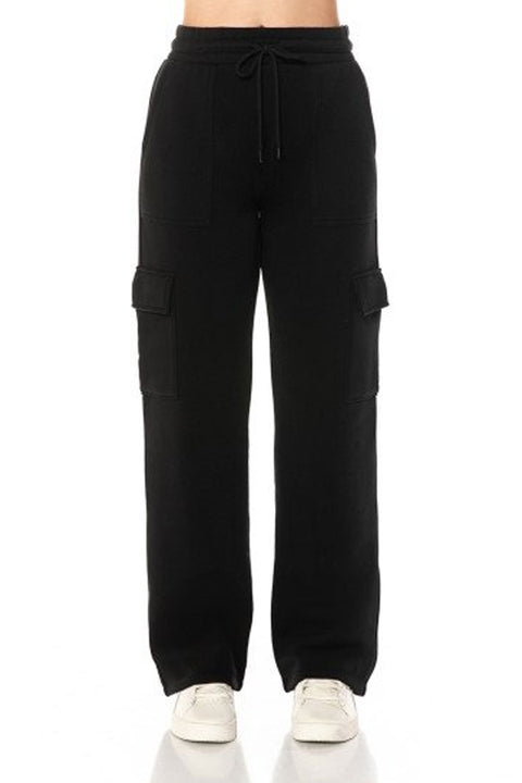 Basic Fleece Cargo Wide Straight Leg Sweatpants