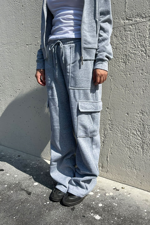 Basic Fleece Cargo Wide Straight Leg Sweatpants