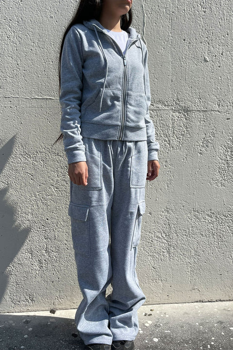 Basic Fleece Cargo Wide Straight Leg Sweatpants