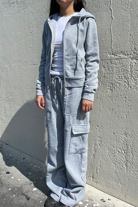 Basic Fleece Cargo Wide Straight Leg Sweatpants