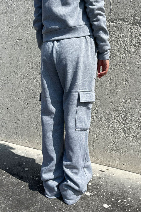 Basic Fleece Cargo Wide Straight Leg Sweatpants