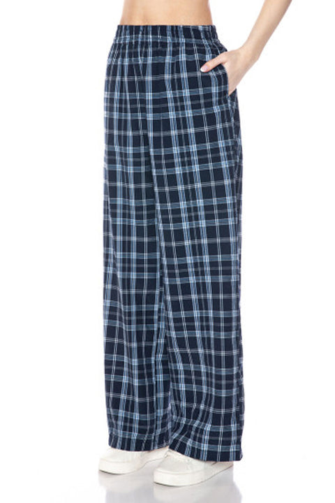 Basic Yarn-Dyed Plaid Pajama Pants with Side Pockets