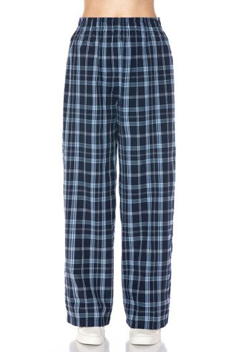 Basic Yarn-Dyed Plaid Pajama Pants with Side Pockets