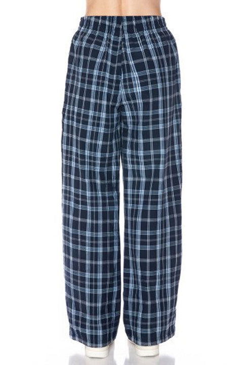 Basic Yarn-Dyed Plaid Pajama Pants with Side Pockets