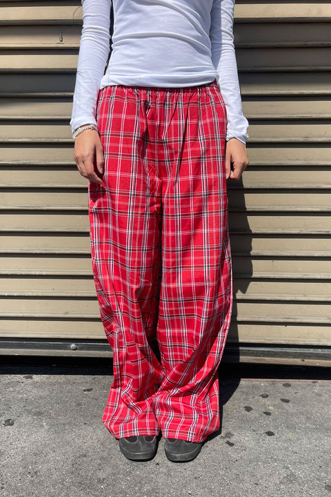 Basic Yarn-Dyed Plaid Pajama Pants with Side Pockets