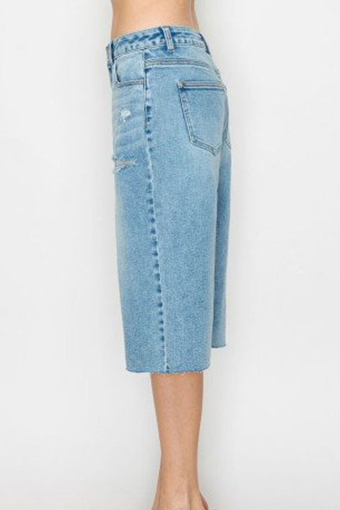 WAXJEAN Sprinkle Wash Raw Hem Jorts