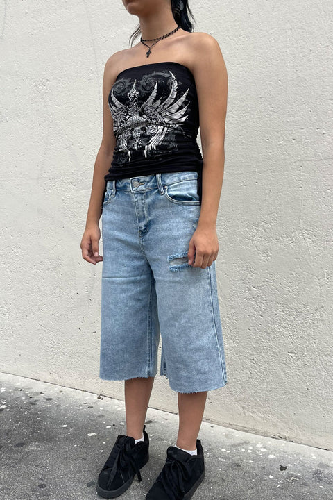WAXJEAN Sprinkle Wash Raw Hem Jorts