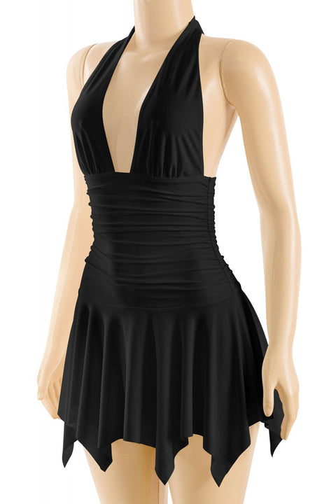 Tresser™ Halter Ruched Pleated Mini Dress