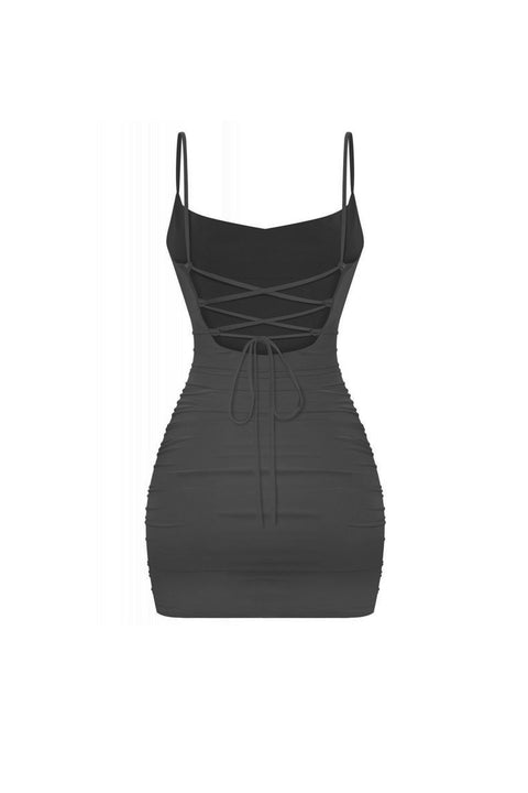 Tresser™ Cami Open Back Criss Cross Ruched Mini Dress