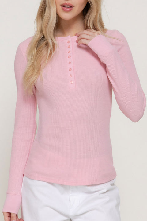 Basic Long Sleeve Henley Thermal Top