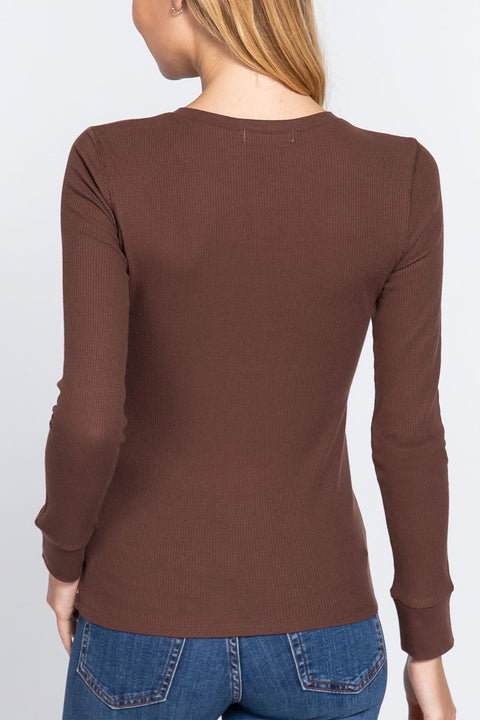 Basic Long Sleeve Henley Thermal Top