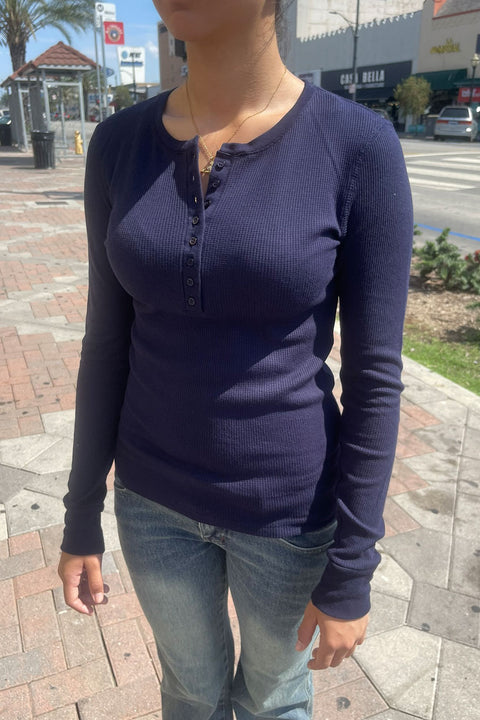 Basic Long Sleeve Henley Thermal Top
