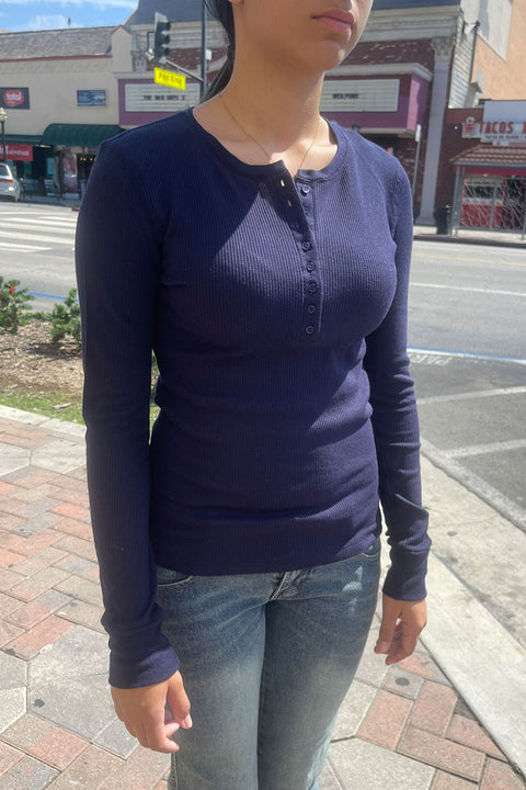 Basic Long Sleeve Henley Thermal Top