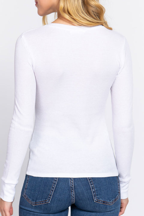 Basic Long Sleeve Henley Thermal Top
