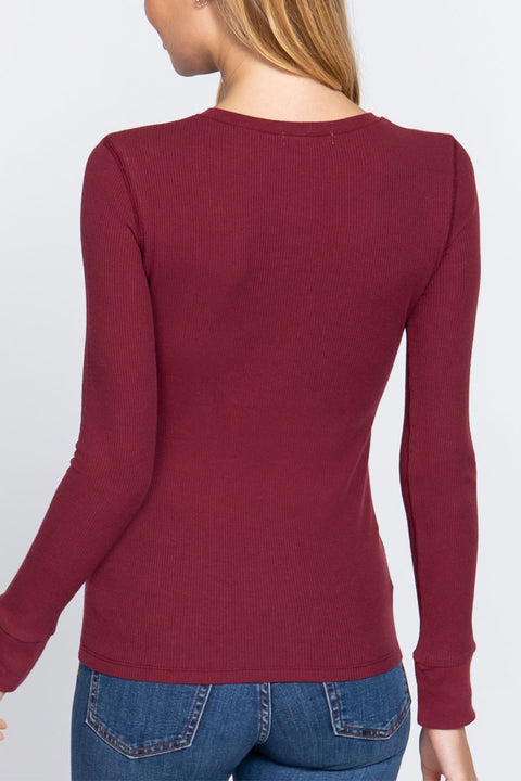 Basic Long Sleeve Henley Thermal Top