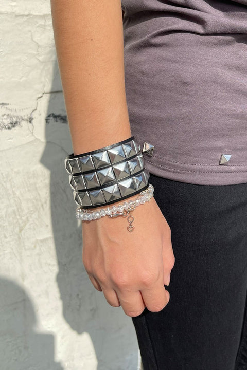 Y2K Gothic Studded Faux Leather Bracelets