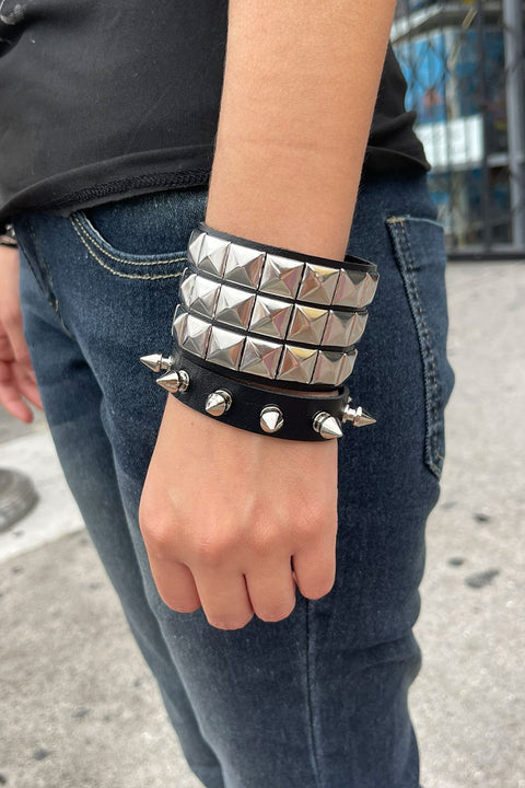 Y2K Gothic Studded Faux Leather Bracelets