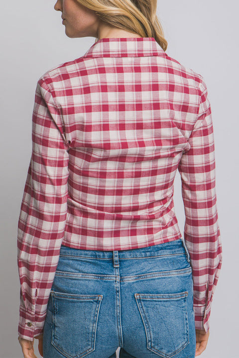 Downtown Girl Fitted Button-Up Plaid Shirt