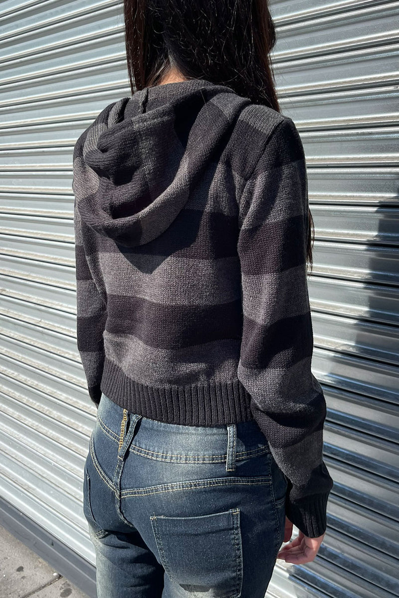 Stripe Zip-Front Hoodie Sweater Jacket– HyperBees