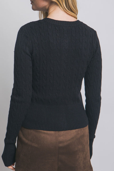 Downtown Girl Cable Knit Button-Front Cardigan Sweater