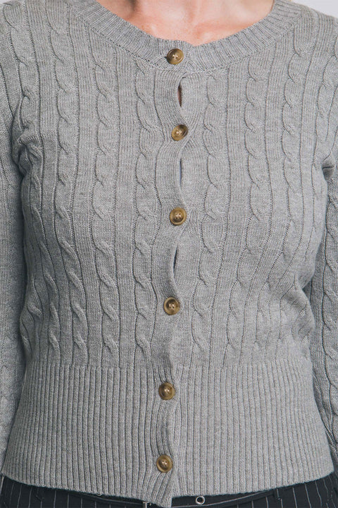 Downtown Girl Cable Knit Button-Front Cardigan Sweater