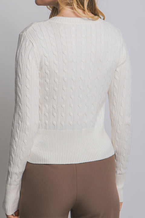 Downtown Girl Cable Knit Button-Front Cardigan Sweater