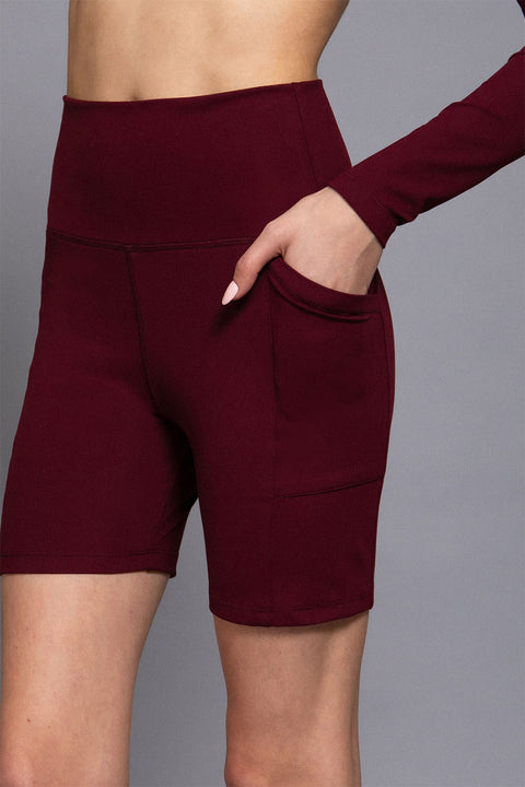 Basic Waist Band Activewear Bike Shorts With Pocket
