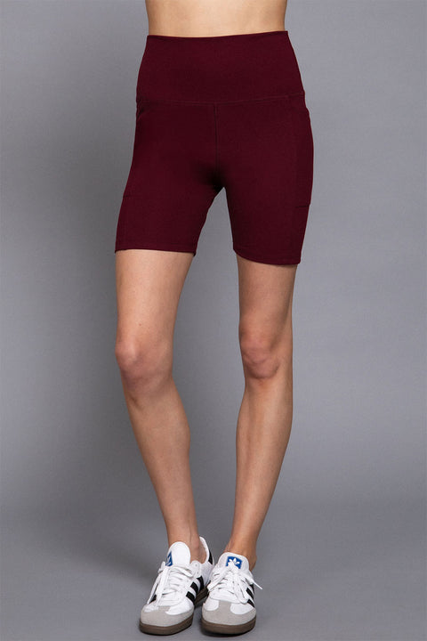 Basic Waist Band Activewear Bike Shorts With Pocket