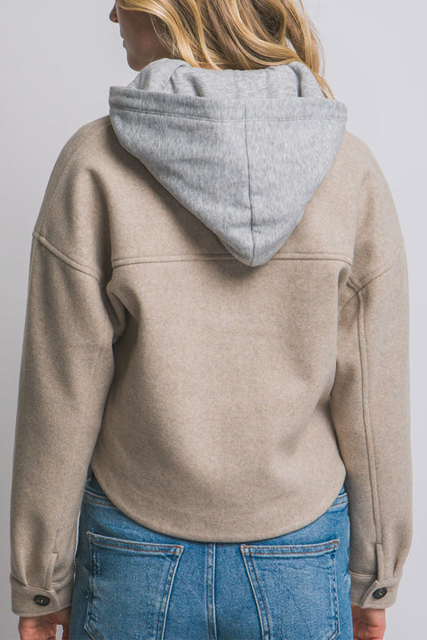 Fleece Button-Front Jacket/Shacket With Removable Hood