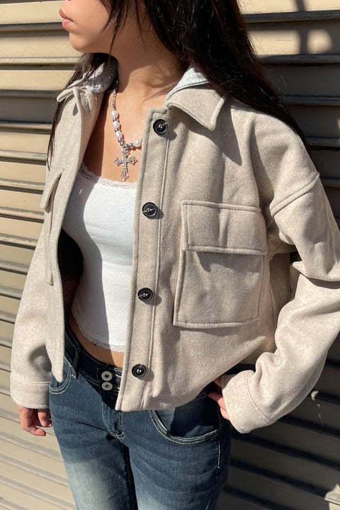 Fleece Button-Front Jacket/Shacket With Removable Hood