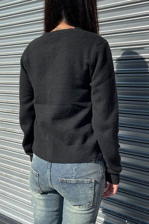 Basic Crew Neck Button-Up Sweater Cardigan