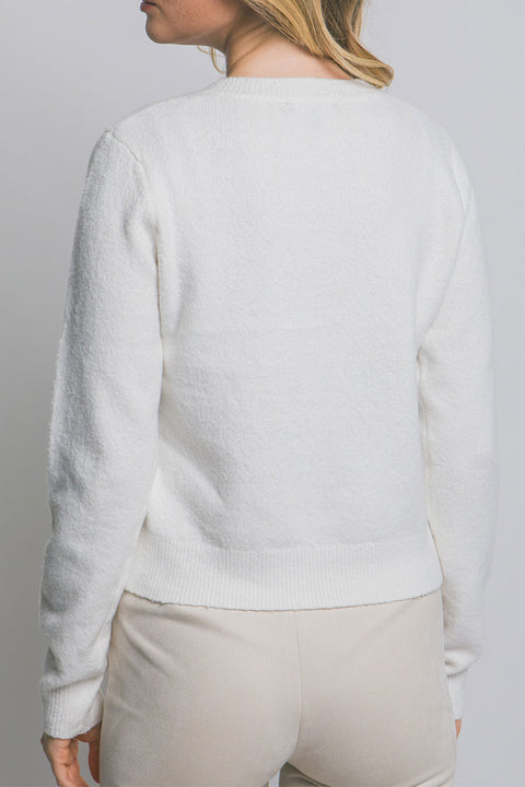 Basic Crew Neck Button-Up Sweater Cardigan
