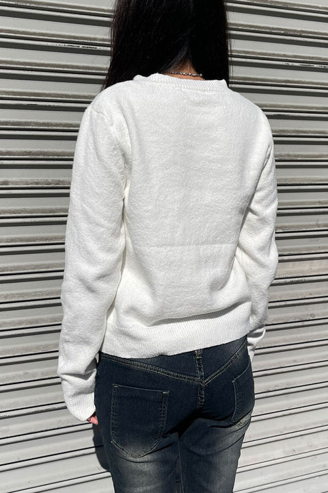 Basic Crew Neck Button-Up Sweater Cardigan