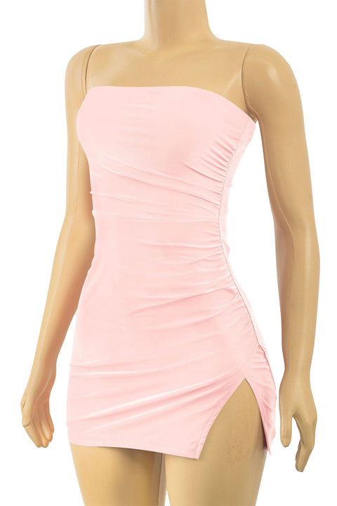 Tresser™ Strapless Tube Side Slit Mini Dress
