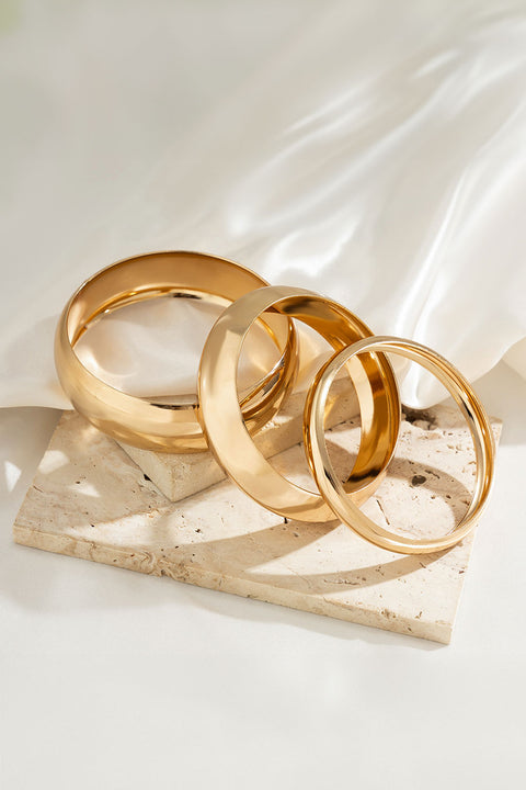3pc Set Chunky Gold Color Round Bangle Bracelet