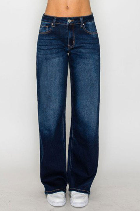 WAXJEAN Low Rise Basic Wide Leg Jean with Great Stretch