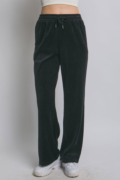 Velour Elastic Waist Sweatpants