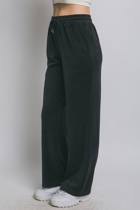Velour Elastic Waist Sweatpants