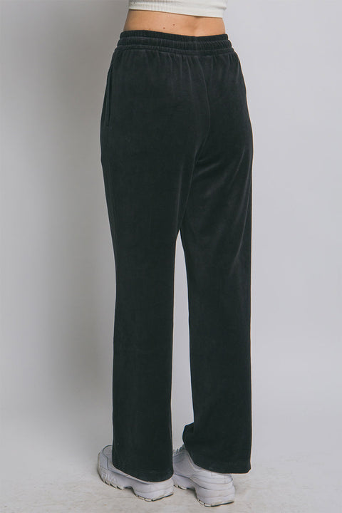 Velour Elastic Waist Sweatpants
