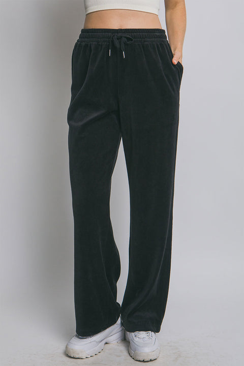 Velour Elastic Waist Sweatpants