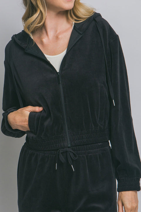 Velour Full-Zip Hoodie Jacket