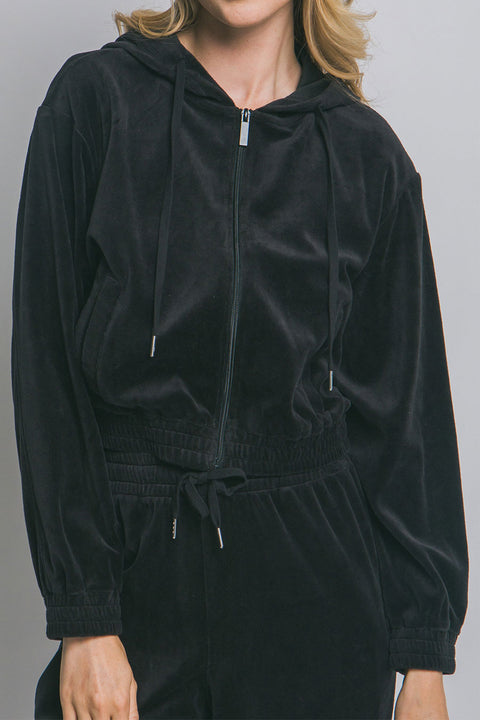 Velour Full-Zip Hoodie Jacket