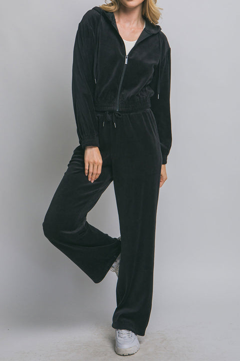 Velour Elastic Waist Sweatpants