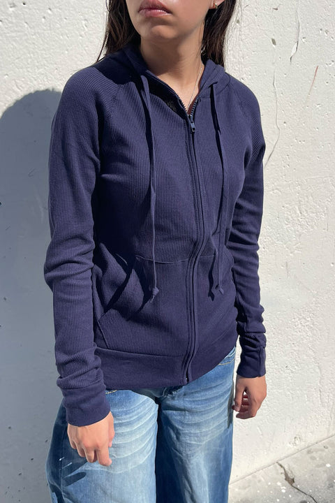 Basic Thermal Zip-Up Hoodie Jacket with Kangaroo Pocket