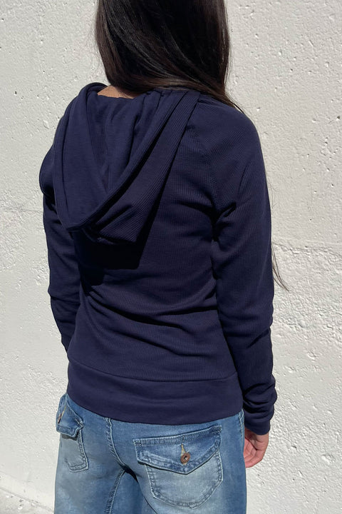 Basic Thermal Zip-Up Hoodie Jacket with Kangaroo Pocket