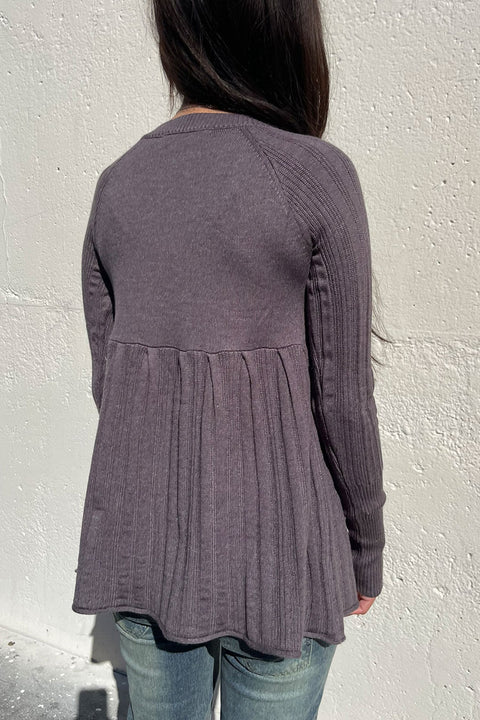 2000s Lace-Trimmed Button-Front Baby Doll Sweater