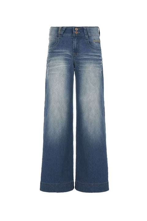 2000s Low-Rise Dual-Button Loose Wide Leg Denim Pants