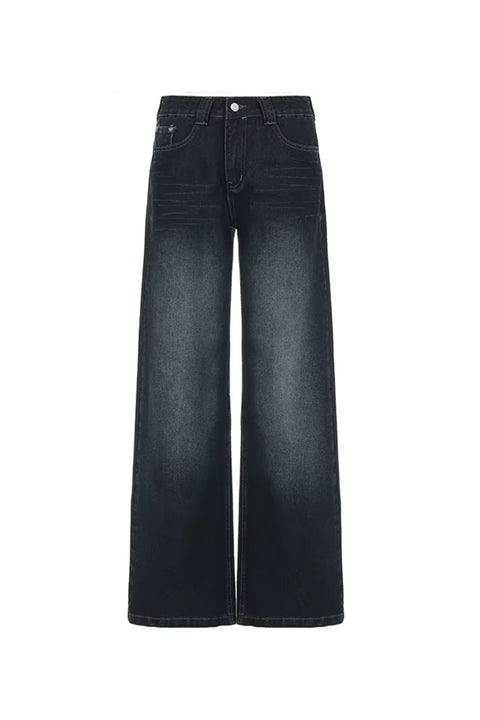 2000s Low-Rise Loose Wide Leg Dark Wash Denim Pants