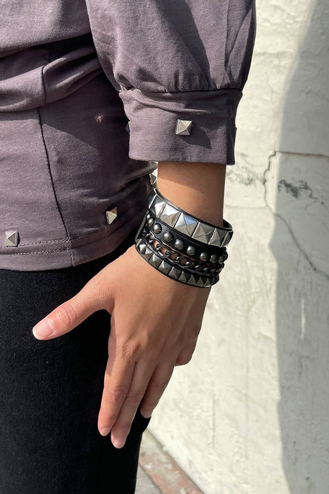 Y2K Gothic Studded Faux Leather Bracelets